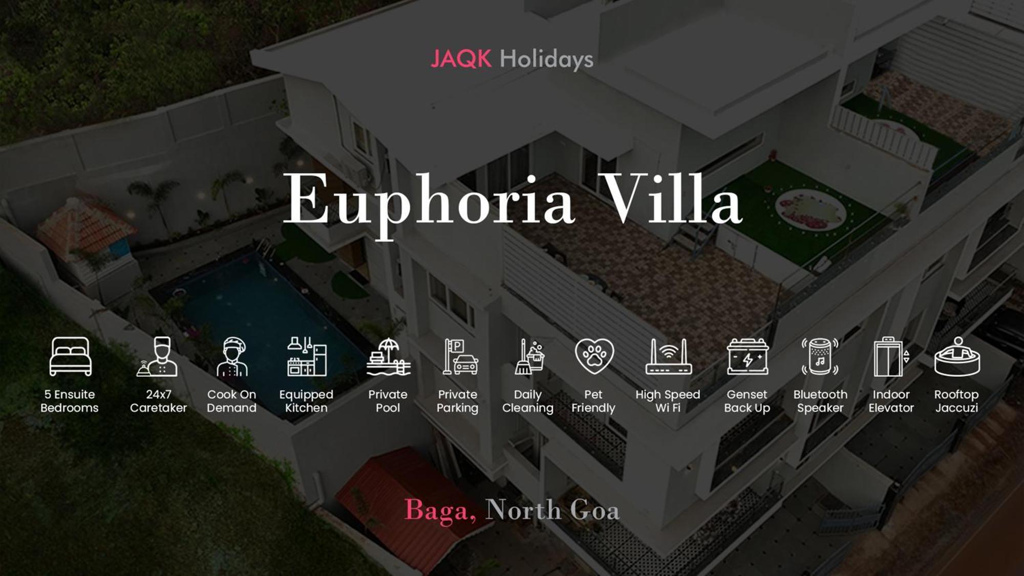 Euphoria Luxury Villa - 5Bhk - Private Pool - Jacuzzi, Baga Exteriör bild